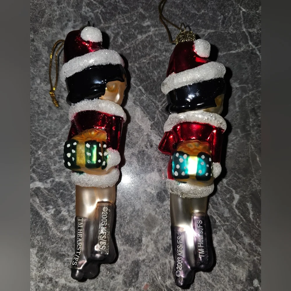 RARE Set of 2 Betty Boop Hand Blown Glass Ornaments - Kurt Adler Style